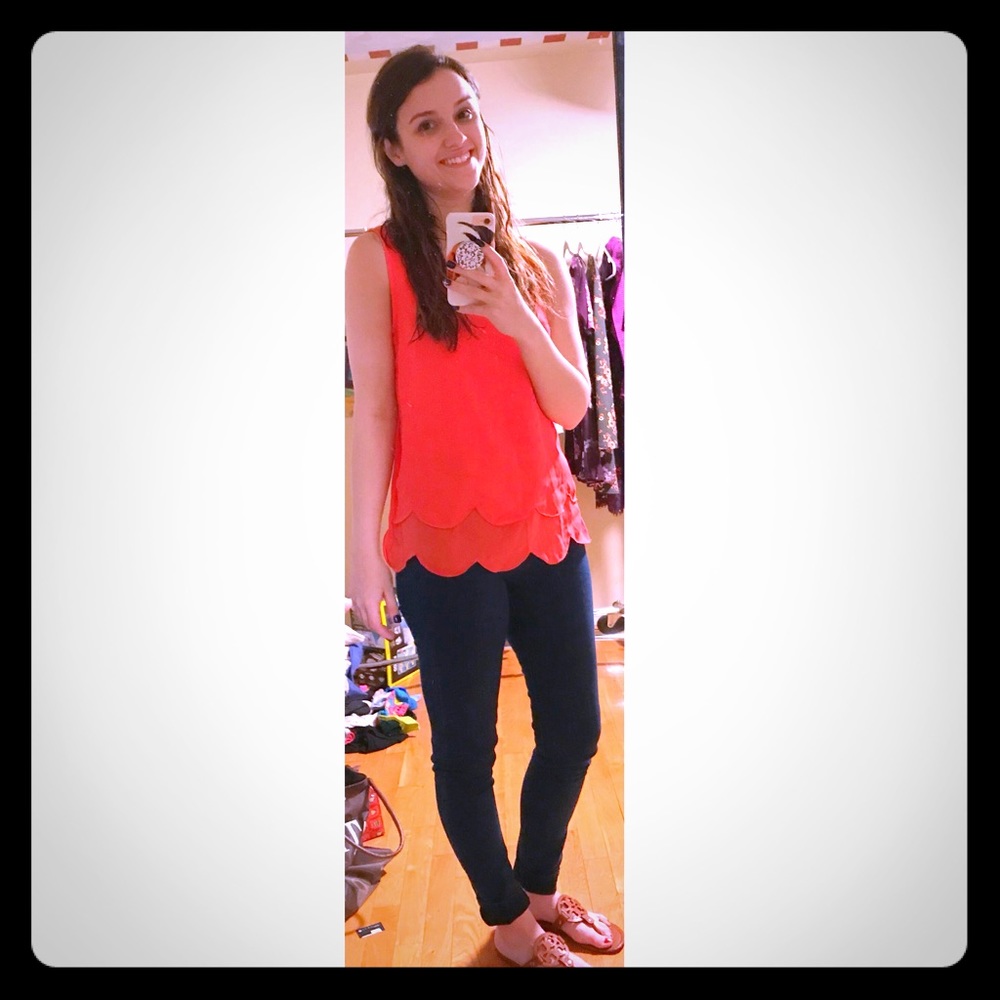 Coral scalloped tank open back